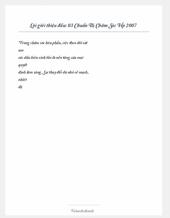 Trích đoạn 03 Chuẩn Bị Chăm Sóc Hp 2007