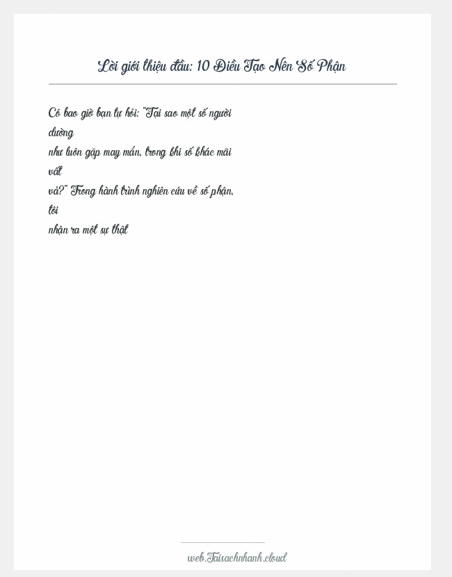 Trích đoạn 10 Điều Tạo Nên Số Phận