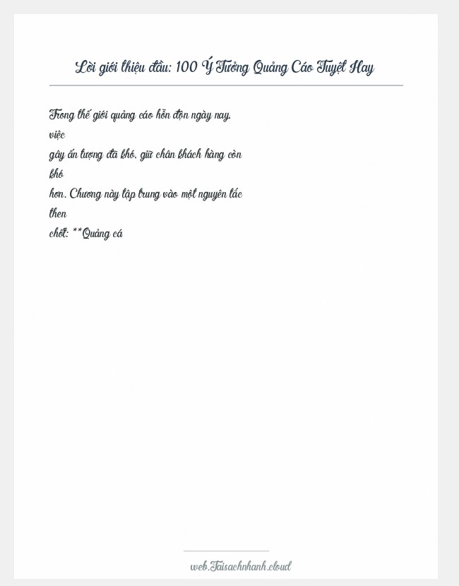 Trích đoạn 100 Ý Tưởng Quảng Cáo Tuyệt Hay