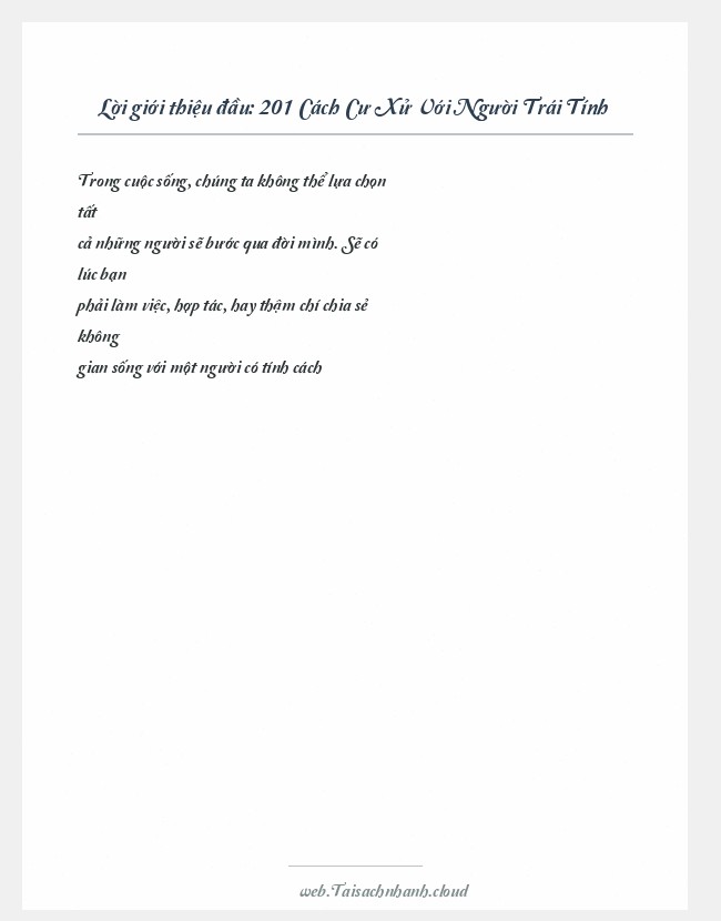 Trích đoạn 201 Cách Cư Xử Với Người Trái Tính