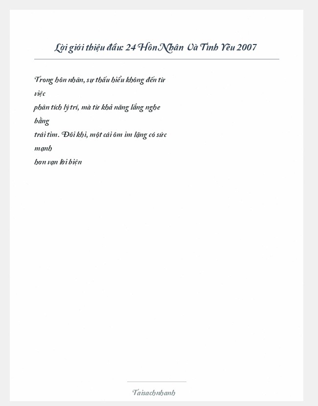 Trích đoạn 24 Hôn Nhân Và Tình Yêu 2007