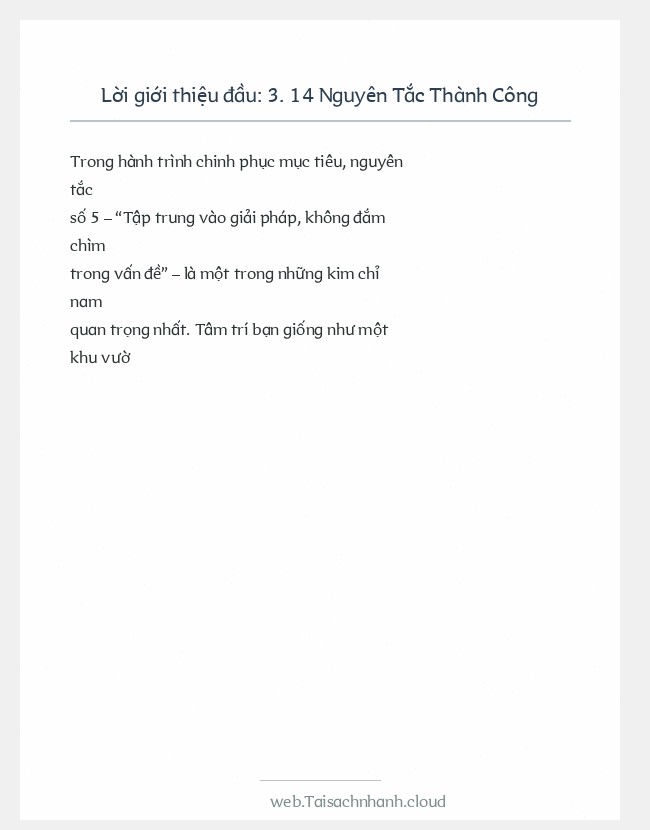 Trích đoạn 3. 14 Nguyên Tắc Thành Công