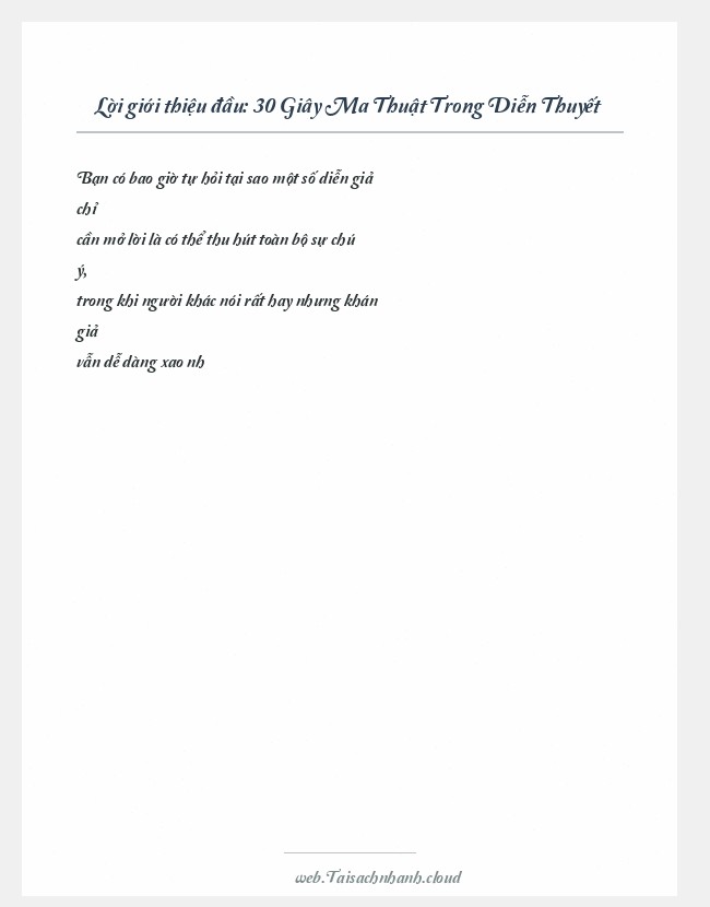 Trích đoạn 30 Giây Ma Thuật Trong Diễn Thuyết