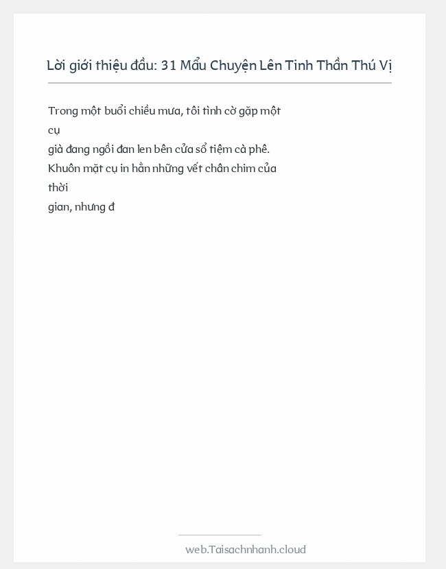 Trích đoạn 31 Mẩu Chuyện Lên Tinh Thần Thú Vị