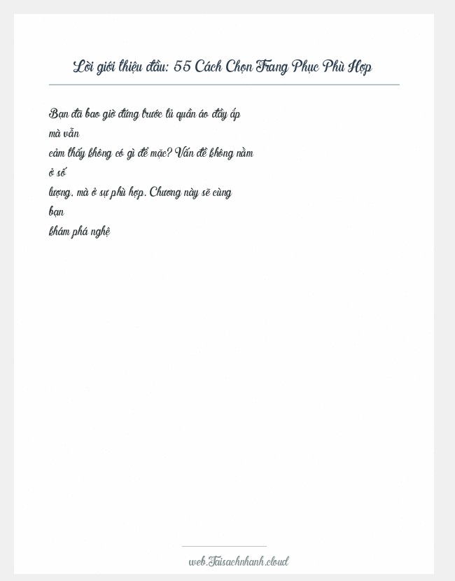 Trích đoạn 55 Cách Chọn Trang Phục Phù Hợp