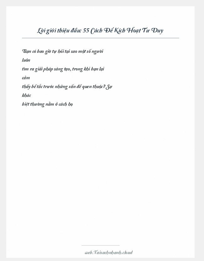 Trích đoạn 55 Cách Để Kích Hoạt Tư Duy