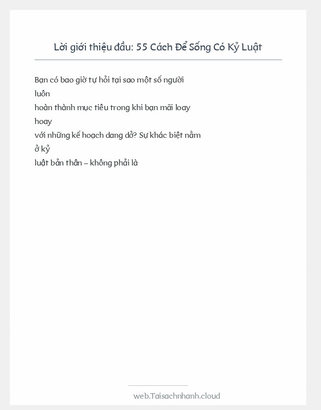 Trích đoạn 55 Cách Để Sống Có Kỷ Luật