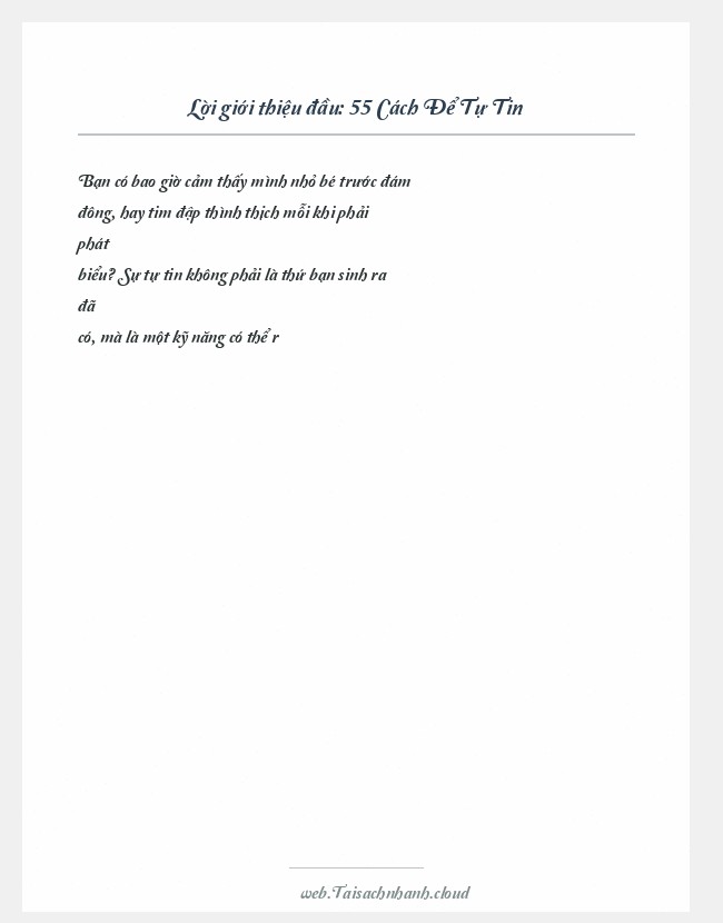 Trích đoạn 55 Cách Để Tự Tin