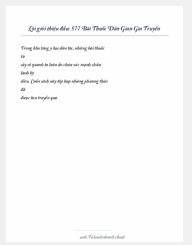 Trích đoạn 577 Bài Thuốc Dân Gian Gia Truyền