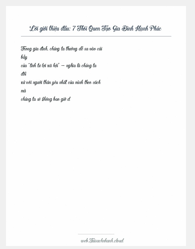 Trích đoạn 7 Thói Quen Tạo Gia Đình Hạnh Phúc