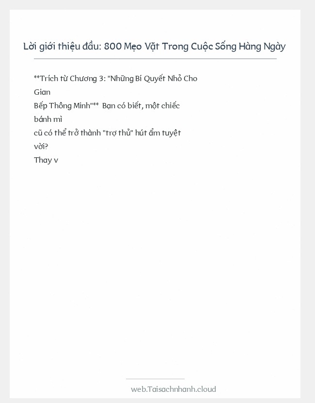 Trích đoạn 800 Mẹo Vặt Trong Cuộc Sống Hàng Ngày