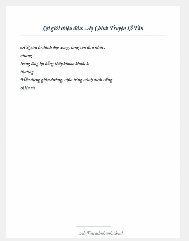 Trích đoạn Aq Chính Truyện Lỗ Tấn