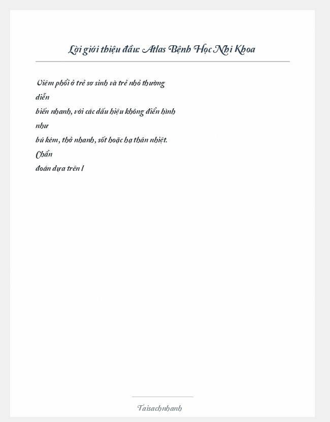 Trích đoạn Atlas Bệnh Học Nhi Khoa