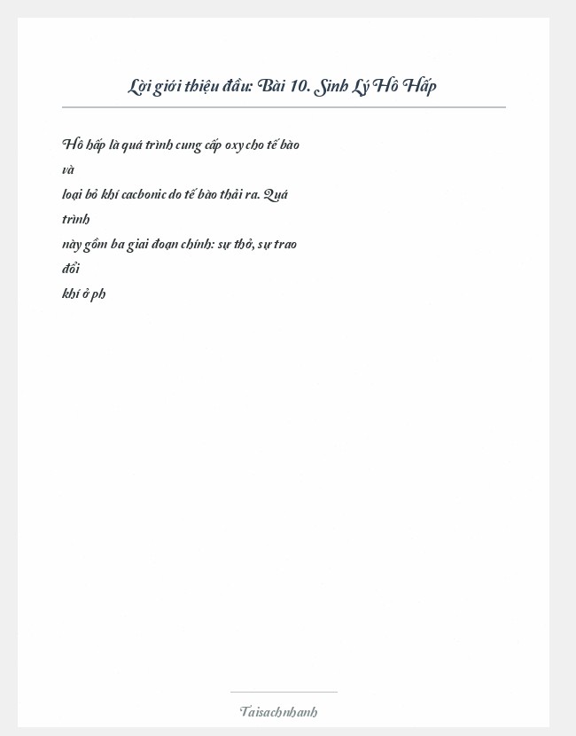 Trích đoạn Bài 10. Sinh Lý Hô Hấp
