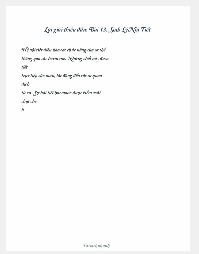Trích đoạn Bài 13. Sinh Lý Nội Tiết