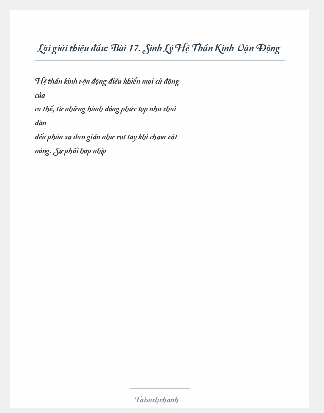 Trích đoạn Bài 17. Sinh Lý Hệ Thần Kinh Vận Động