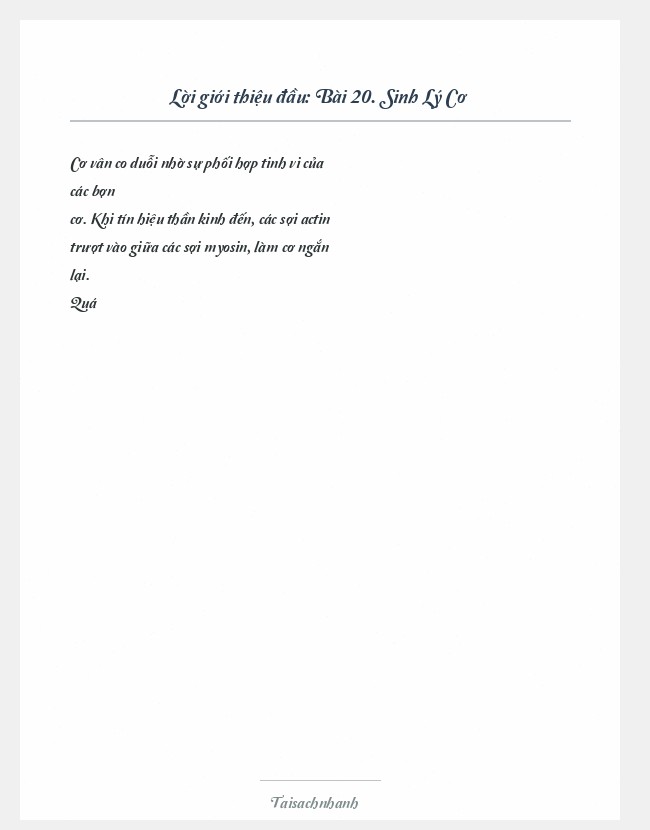 Trích đoạn Bài 20. Sinh Lý Cơ