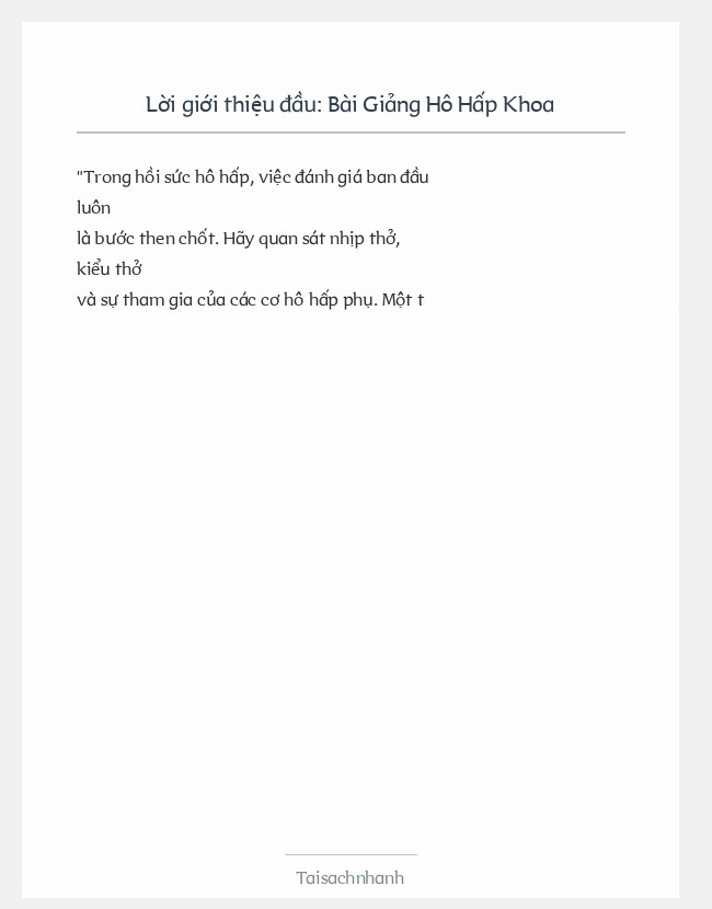 Trích đoạn Bài Giảng Hô Hấp Khoa