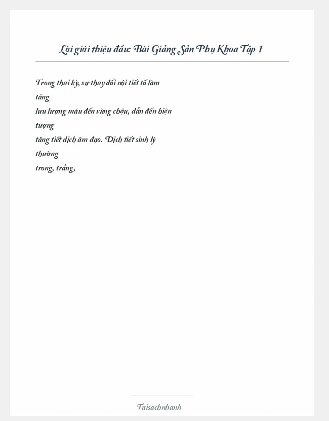 Trích đoạn Bài Giảng Sản Phụ Khoa Tập 1