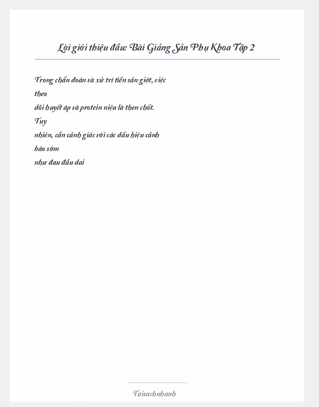 Trích đoạn Bài Giảng Sản Phụ Khoa Tập 2