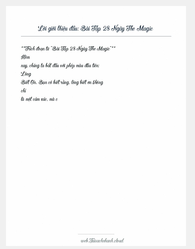 Trích đoạn Bài Tập 28 Ngày The Magic