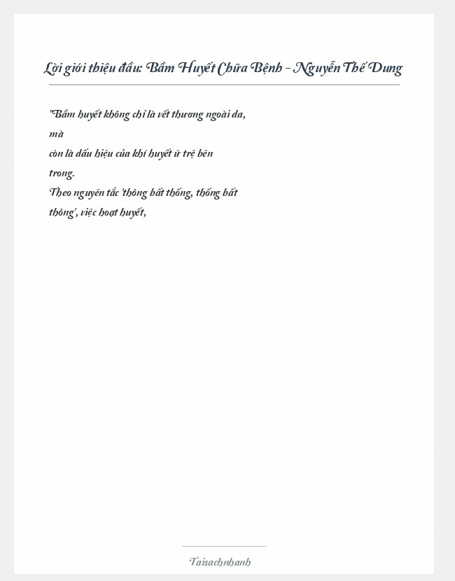 Trích đoạn Bầm Huyết Chữa Bệnh - Nguyễn Thế Dung