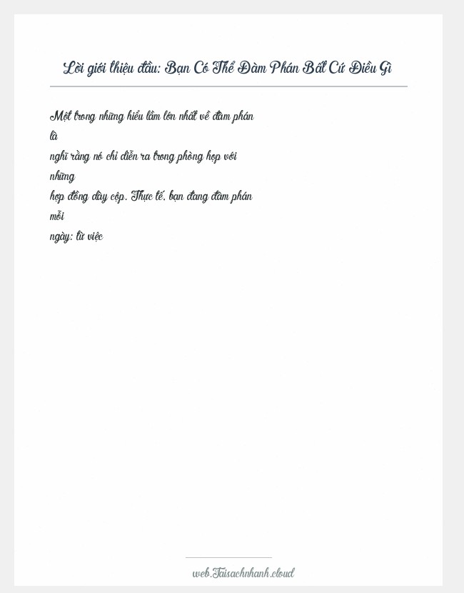 Trích đoạn Bạn Có Thể Đàm Phán Bất Cứ Điều Gì