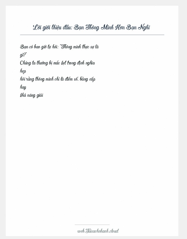 Trích đoạn Bạn Thông Minh Hơn Bạn Nghĩ