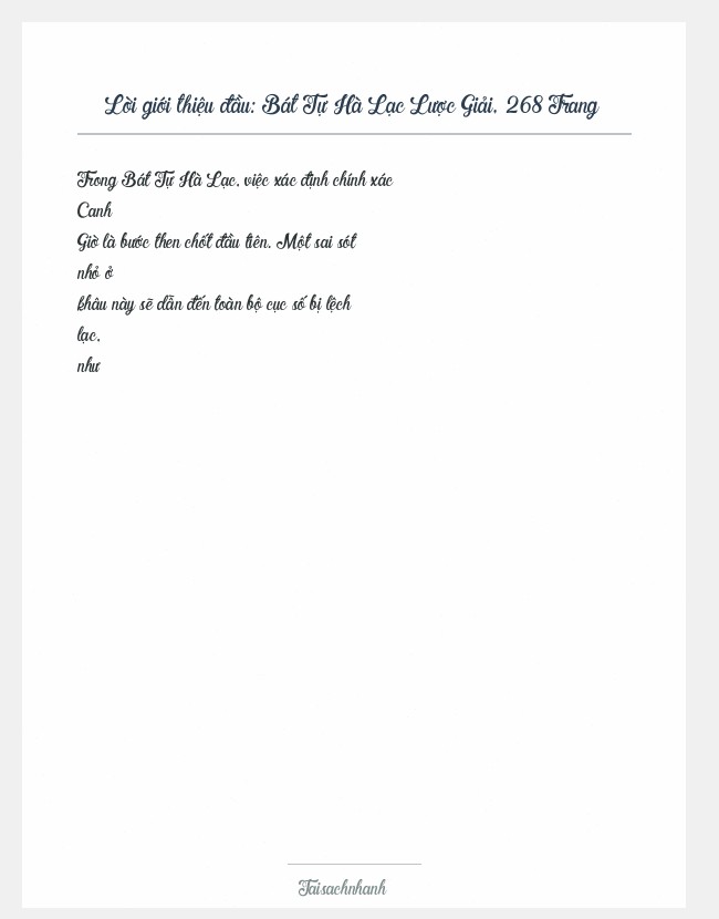 Trích đoạn Bát Tự Hà Lạc Lược Giải, 268 Trang