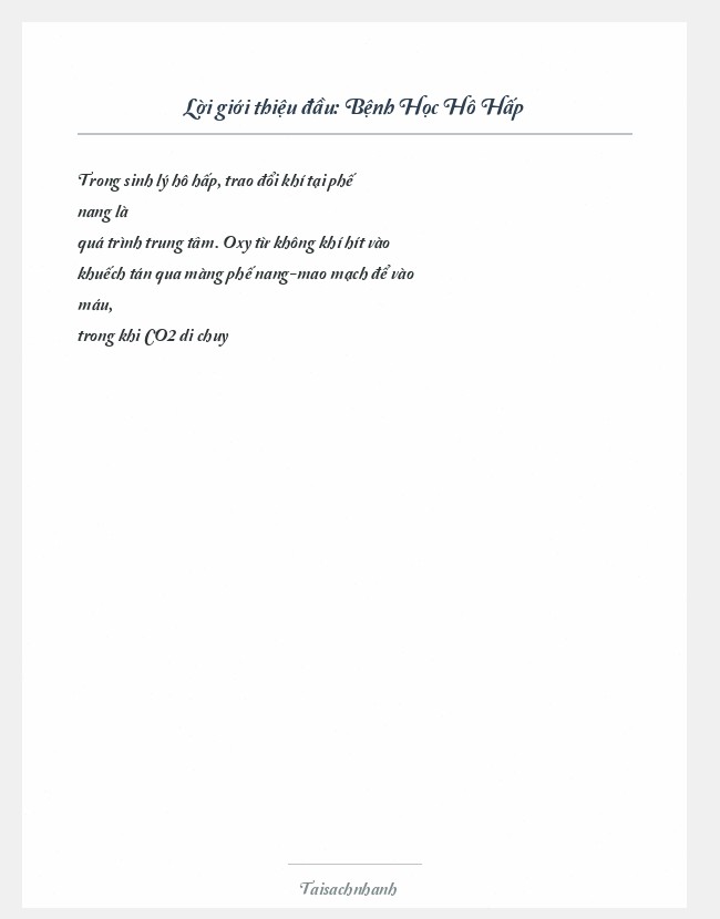 Trích đoạn Bệnh Học Hô Hấp