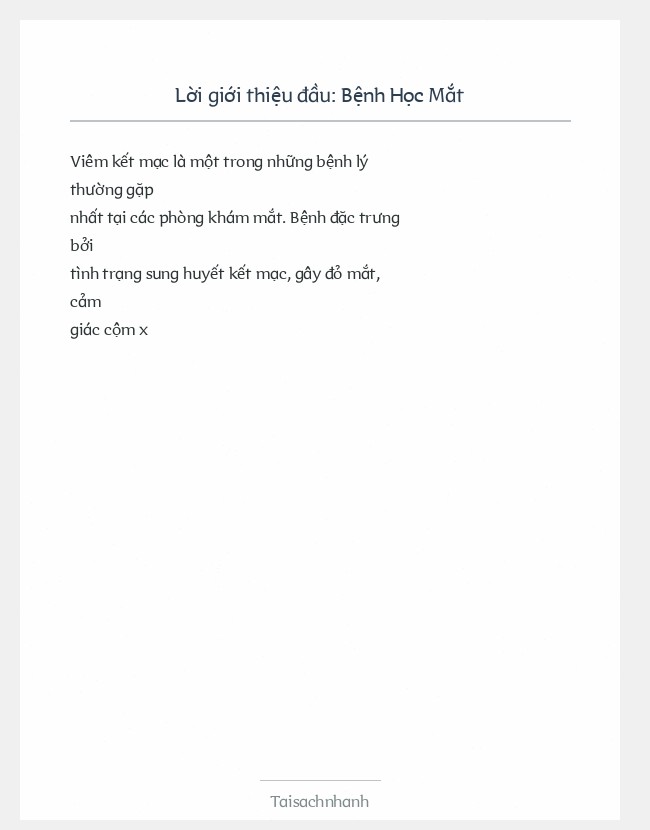 Trích đoạn Bệnh Học Mắt