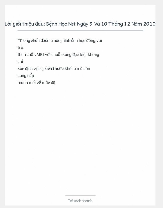 Trích đoạn Bệnh Học Nst Ngày 9 Và 10 Tháng 12 Năm 2010