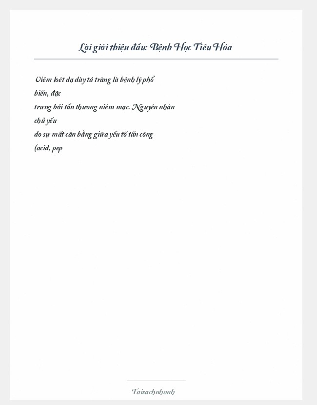 Trích đoạn Bệnh Học Tiêu Hóa