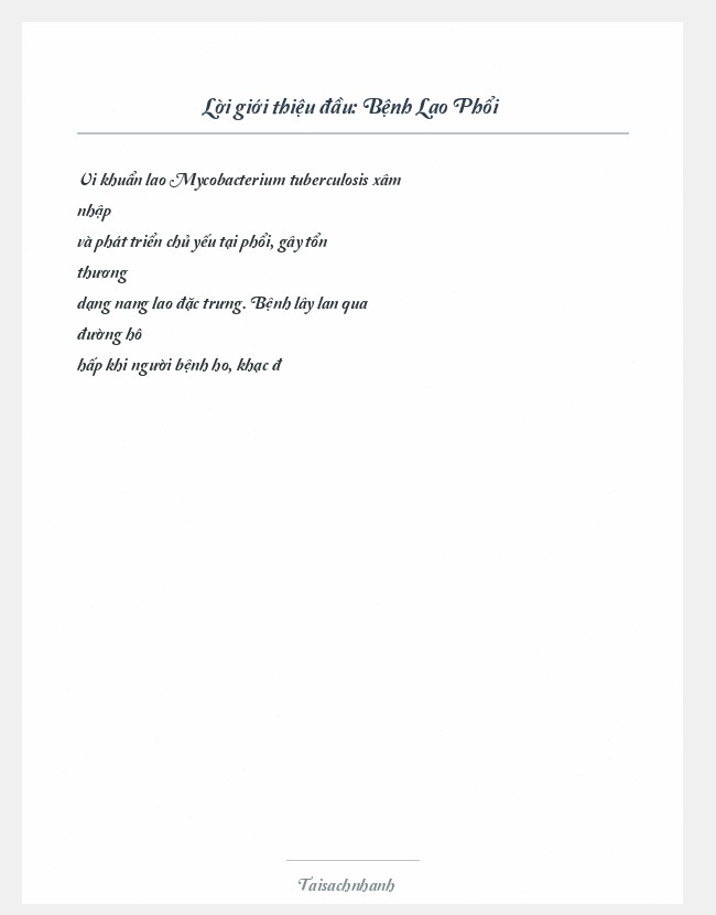 Trích đoạn Bệnh Lao Phổi