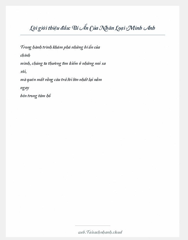 Trích đoạn Bí Ẩn Của Nhân Loại Minh Anh