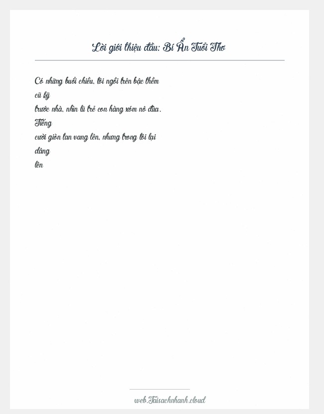 Trích đoạn Bí Ẩn Tuổi Thơ