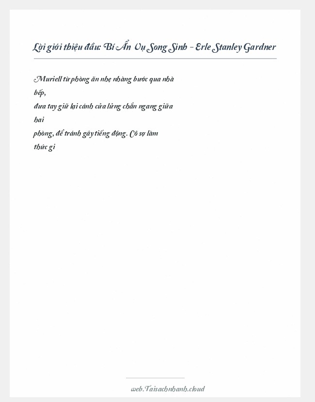 Trích đoạn Bí Ẩn Vụ Song Sinh - Erle Stanley Gardner