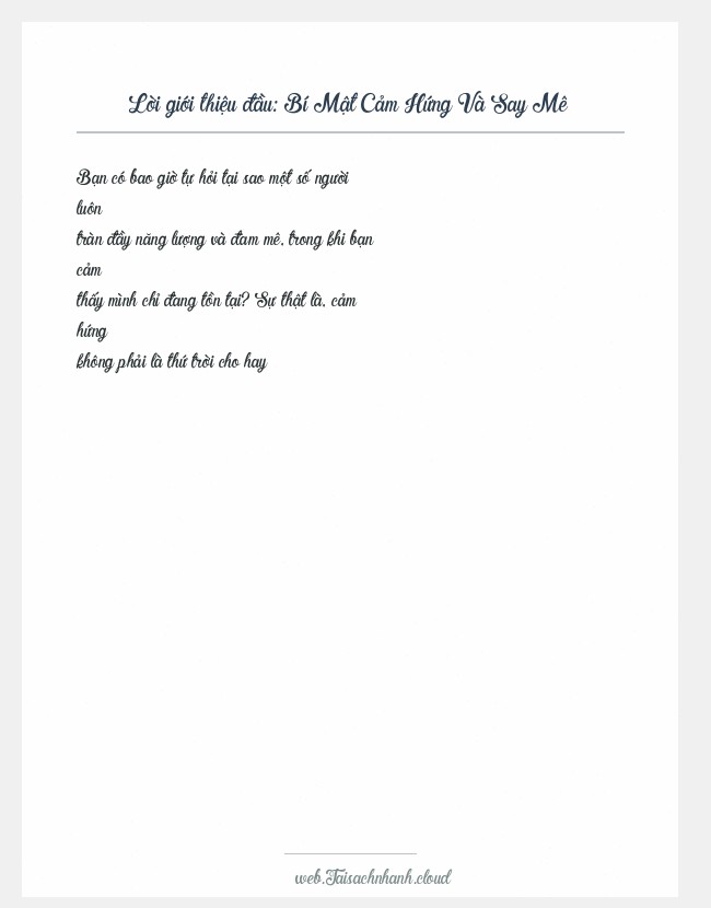 Trích đoạn Bí Mật Cảm Hứng Và Say Mê