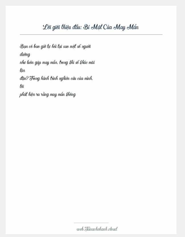 Trích đoạn Bí Mật Của May Mắn