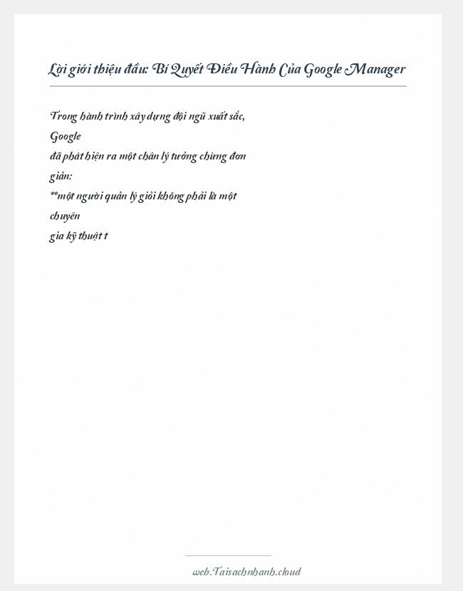 Trích đoạn Bí Quyết Điều Hành Của Google Manager