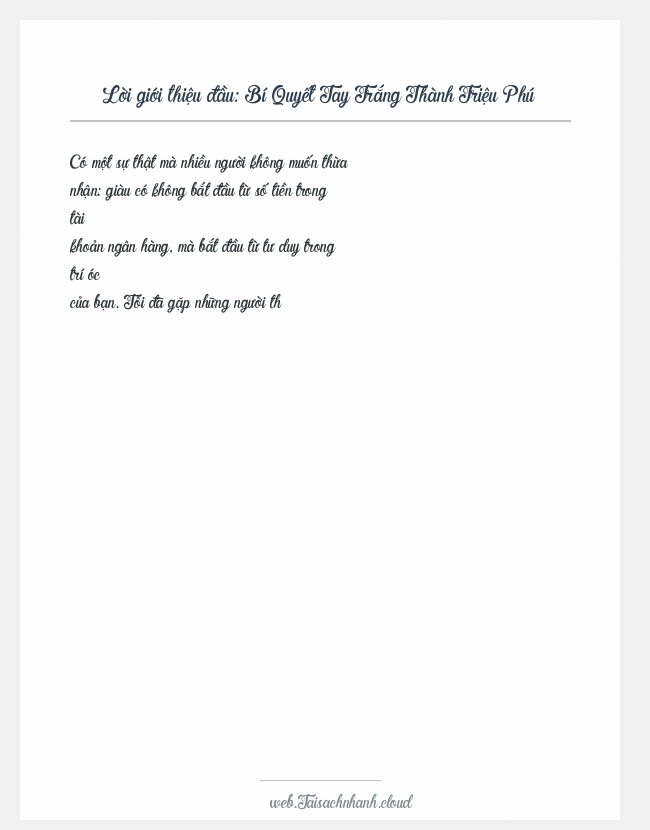 Trích đoạn Bí Quyết Tay Trắng Thành Triệu Phú