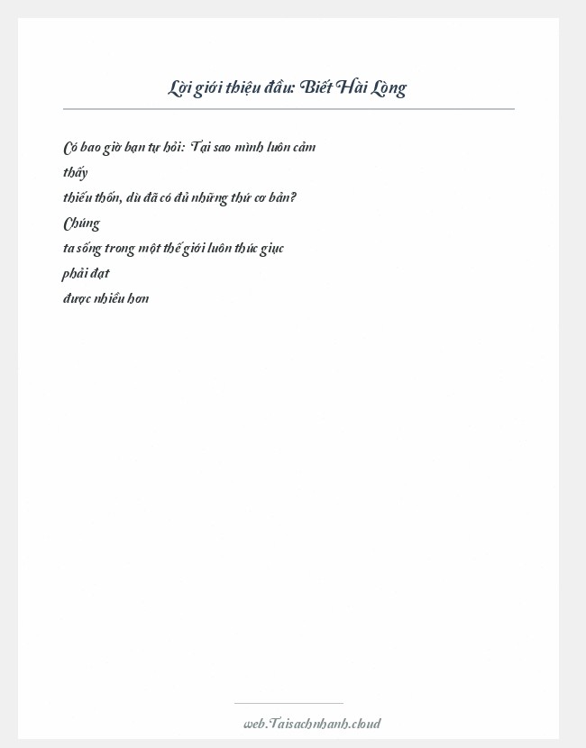 Trích đoạn Biết Hài Lòng