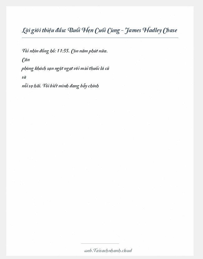 Trích đoạn Buổi Hẹn Cuối Cùng - James Hadley Chase