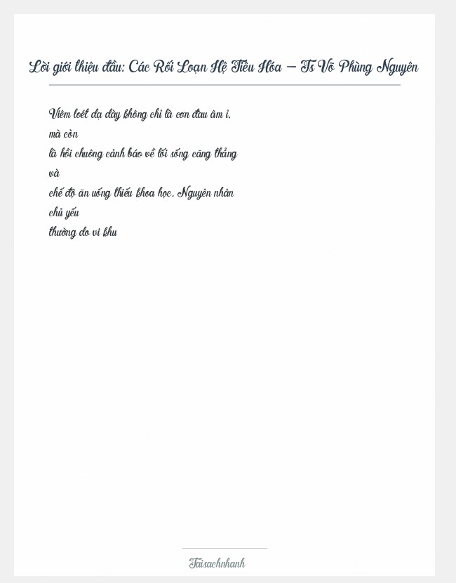 Trích đoạn Các Rối Loạn Hệ Tiêu Hóa - Ts Võ Phùng Nguyên