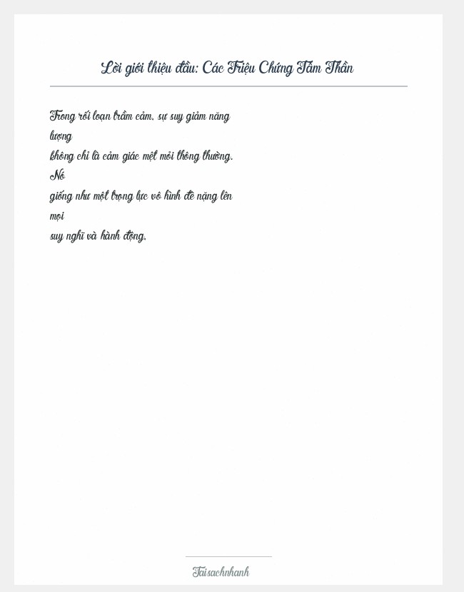 Trích đoạn Các Triệu Chứng Tâm Thần