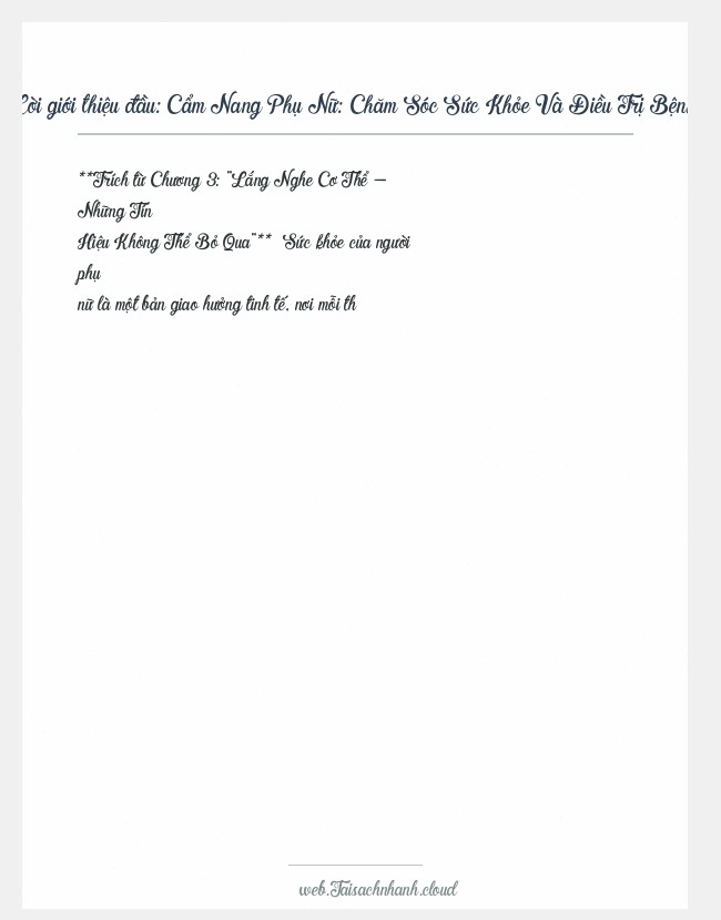 Trích đoạn Cẩm Nang Phụ Nữ: Chăm Sóc Sức Khỏe Và Điều Trị Bệnh