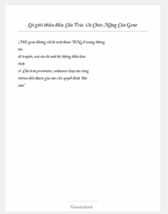 Trích đoạn Cấu Trúc Và Chức Năng Của Gene