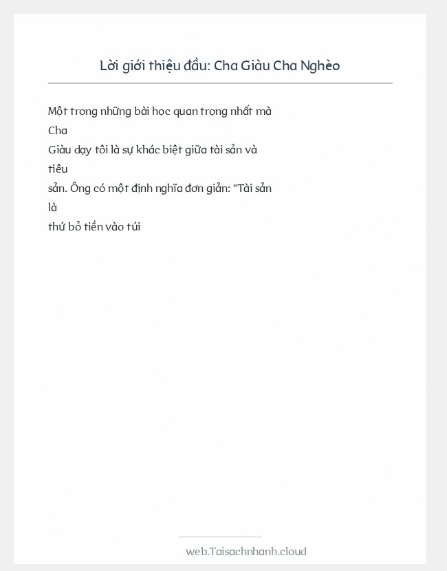 Trích đoạn Cha Giàu Cha Nghèo