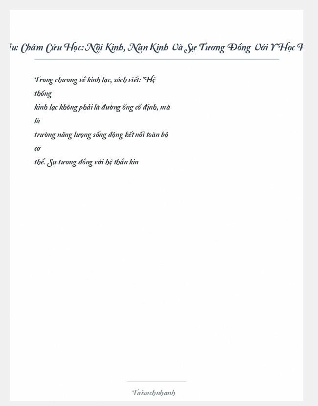 Trích đoạn Châm Cứu Học: Nội Kinh, Nan Kinh Và Sự Tương Đồng Với Y Học Hiện Đại Phần