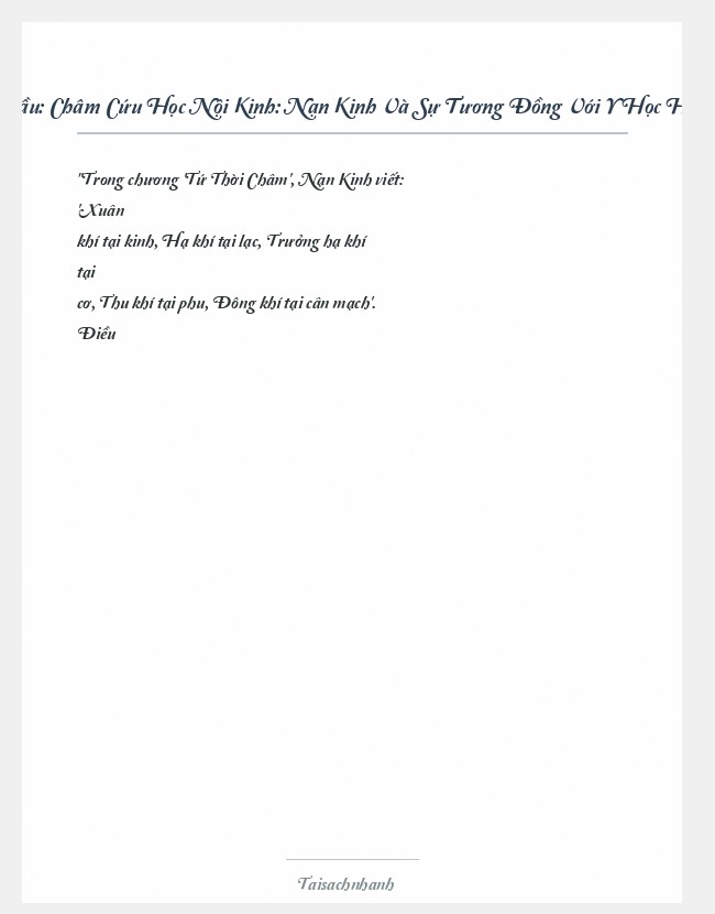 Trích đoạn Châm Cứu Học Nội Kinh: Nạn Kinh Và Sự Tương Đồng Với Y Học Hiện Đại Phần